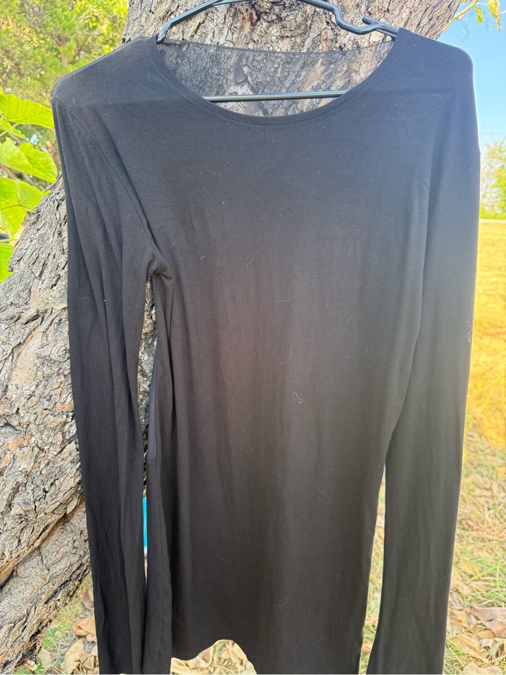 Sheer Back Black Long-Sleeve Women's Top - Picture 7 of 8